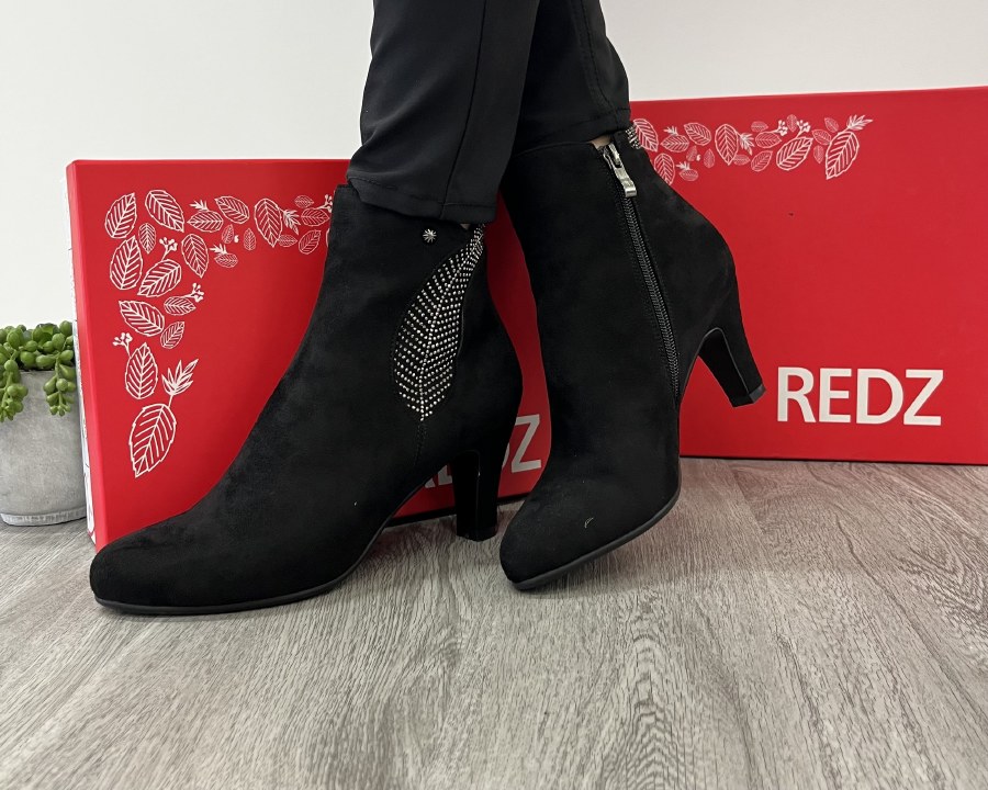 Black and on sale red ankle boots